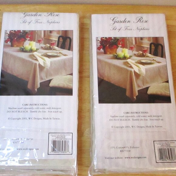 NEW! Wilson Court Garden Rose Damask Cloth Napkins, Champagne, 2 Pkgs. of 4=8 - Picture 3 of 13